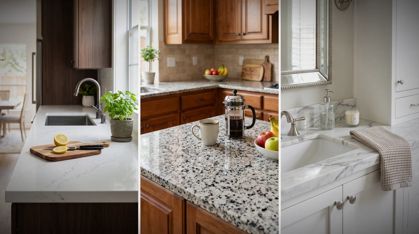 Caesarstone vs. Granite vs. Marble — The Houston Homeowner's No-BS Guide to Countertops