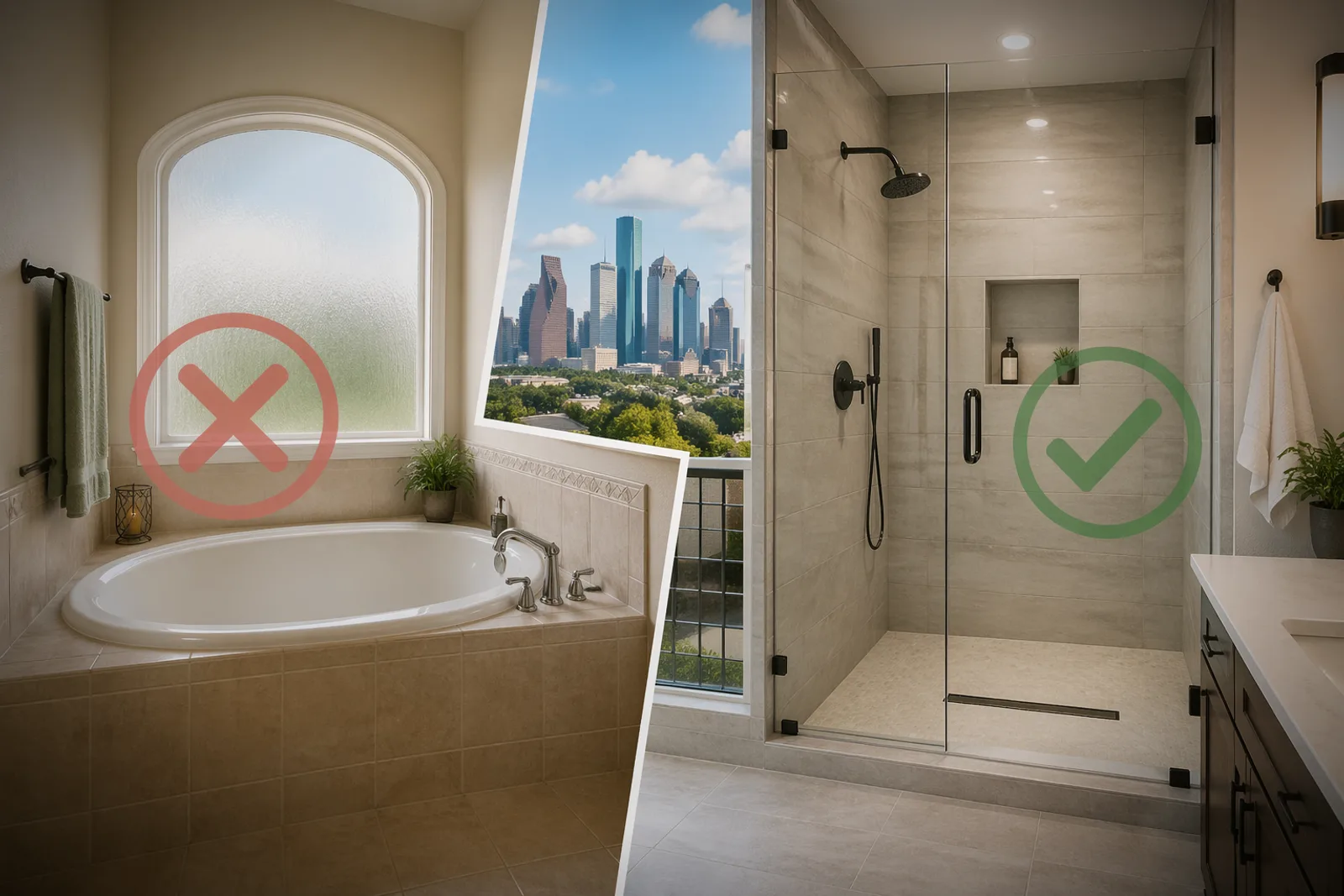 Rip Out the Garden Tub. Seriously. Here's Why Houston Is Converting to Walk-In Showers